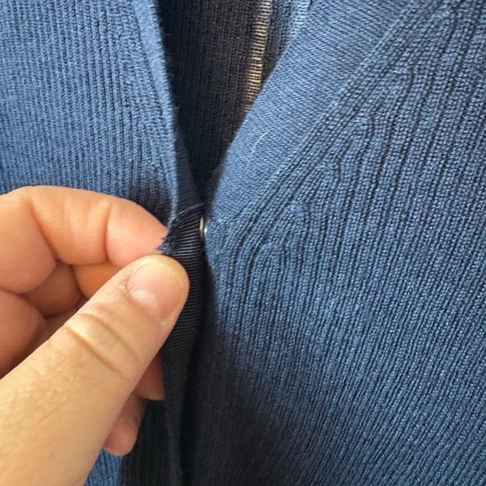 Madewell Merino Wool Silk Blend Cardigan Navy Blue Button Front Size M - Picture 7 of 11